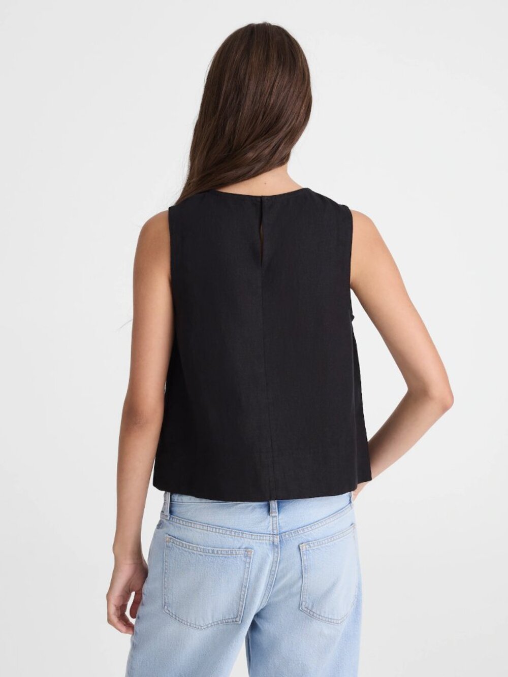 Madewell Shell Top in 100% Linen in Jet Black M - Picture 4 of 10